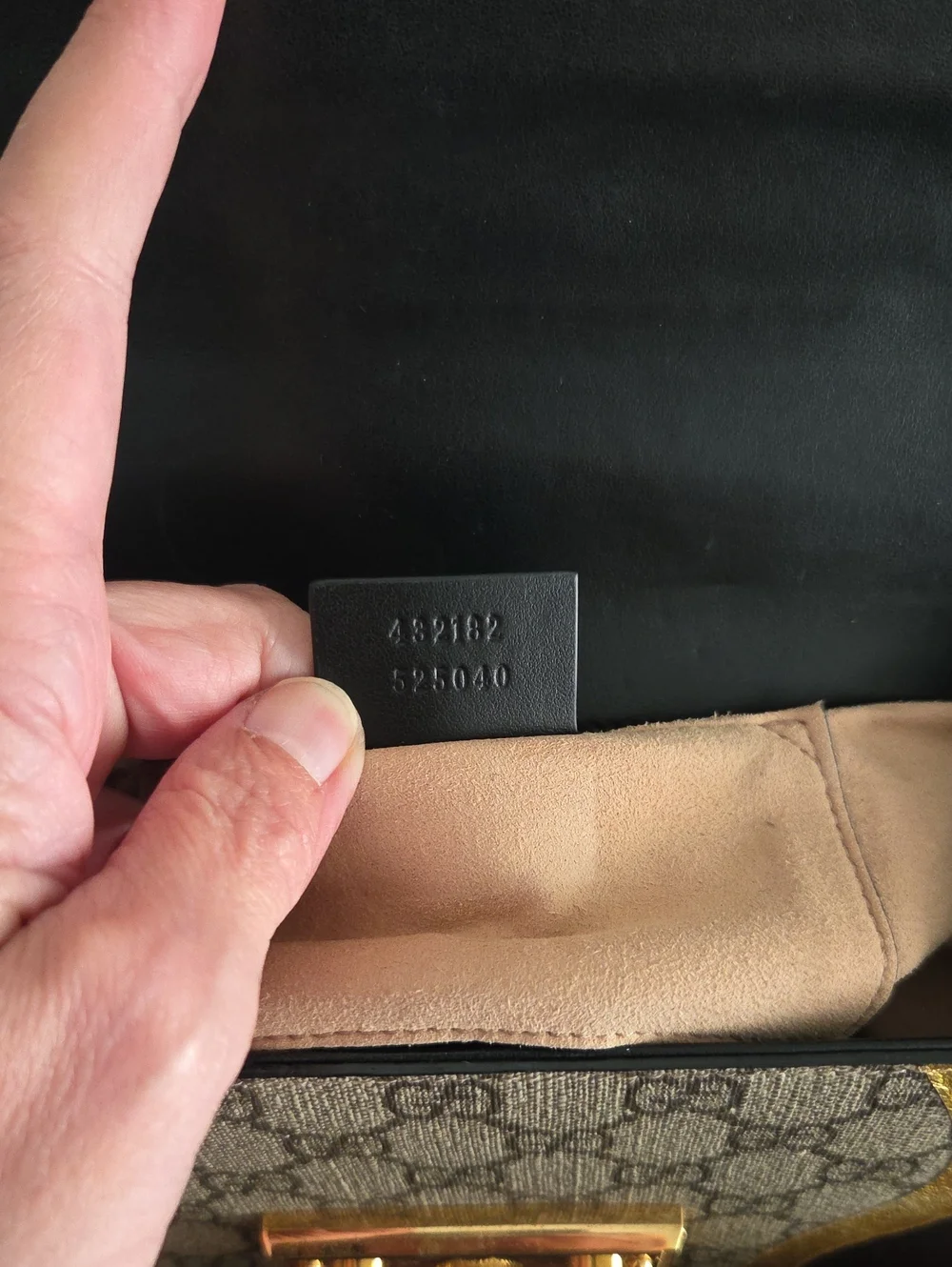 Gucci GG Supreme Shoulder Bag in Brown, Black & Gold